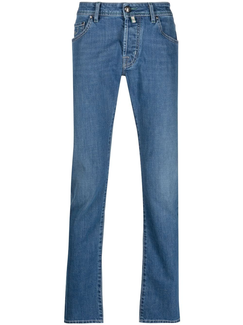 Jacob Cohen Logo-patch Straight-leg Jeans In Blau