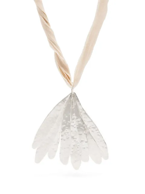 Jil Sander silver silk strap necklace