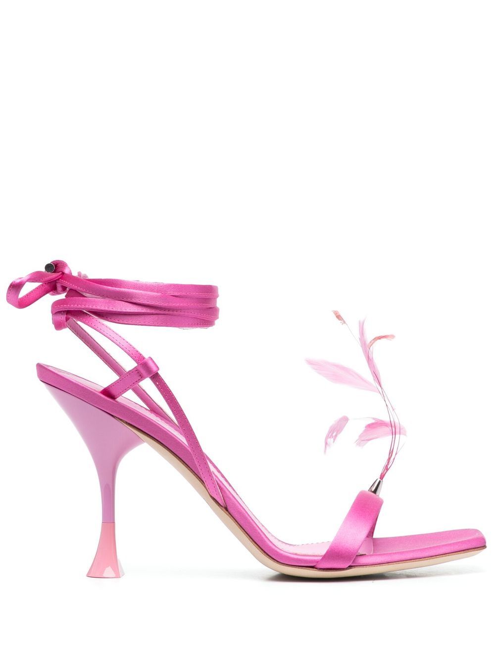 Shop 3juin Kimi 105mm Feather-detail Sandals In Rosa