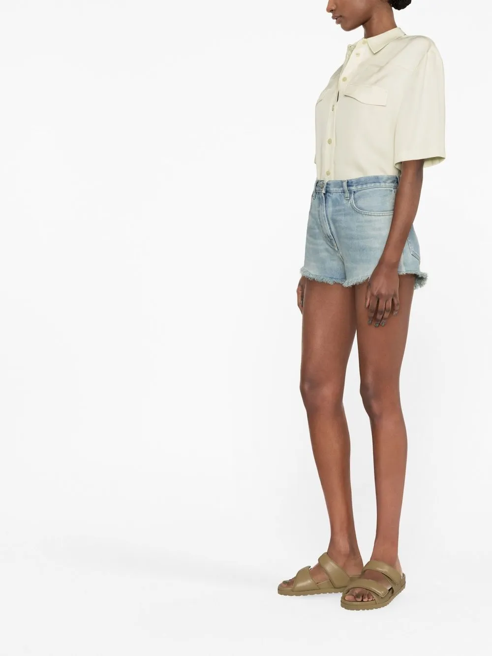 Shop Calvin Klein Embroidered-logo Short-sleeve Shirt In Grün