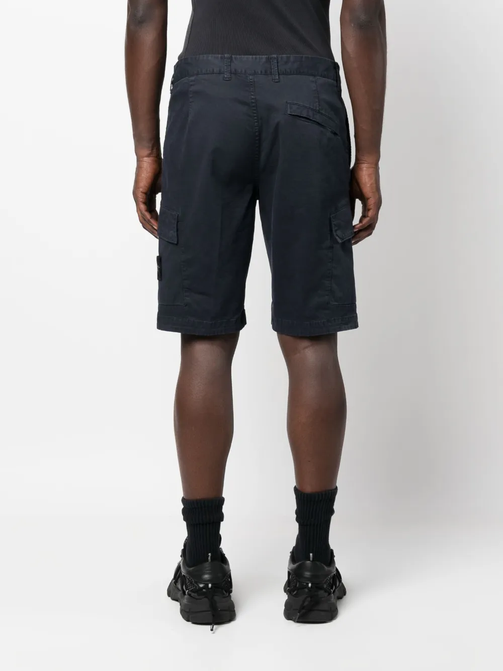 Stone Island Ghost Compass Badge Cargo Shorts In Blue