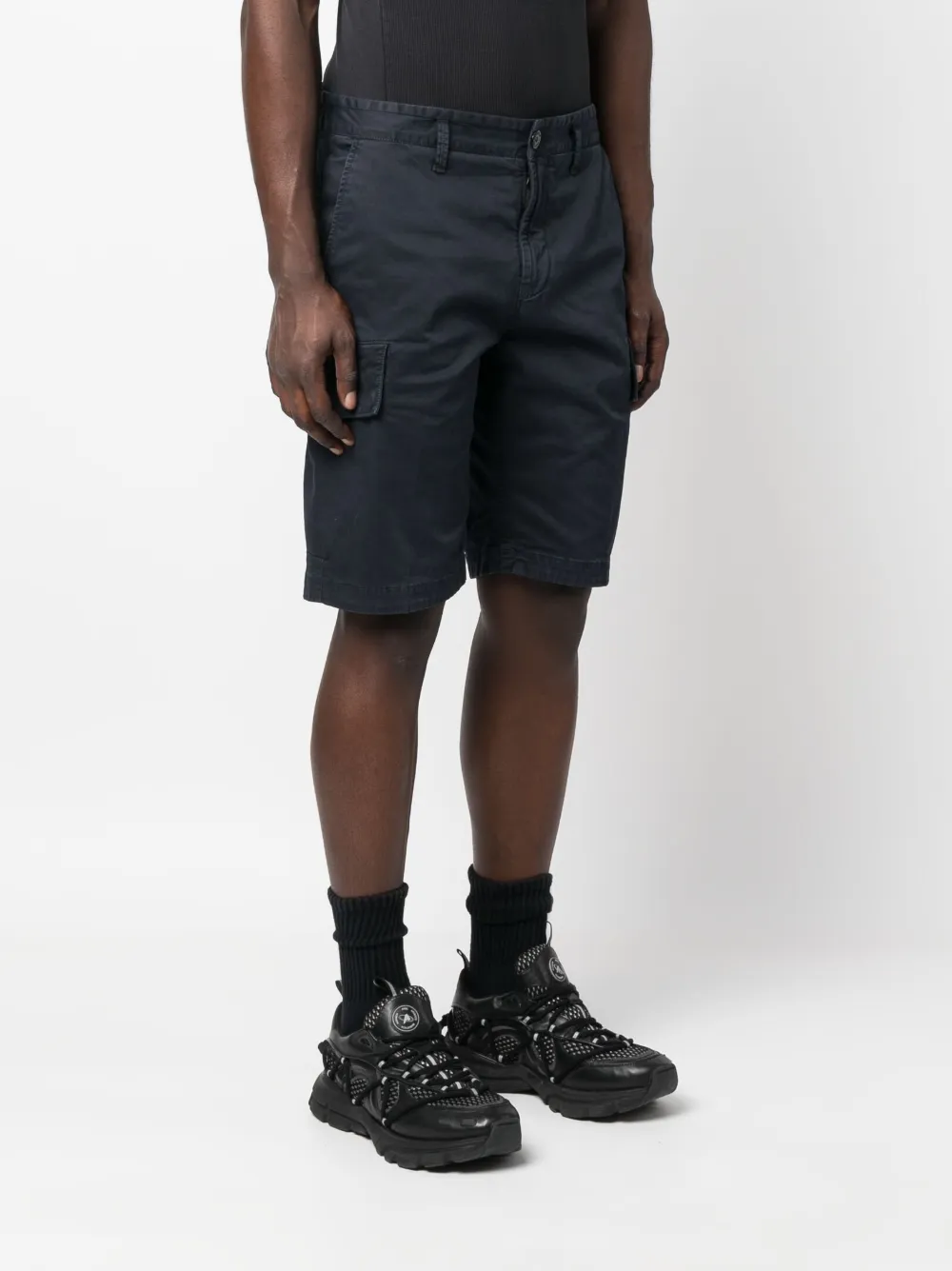 Stone Island Ghost Compass Badge Cargo Shorts In Blue