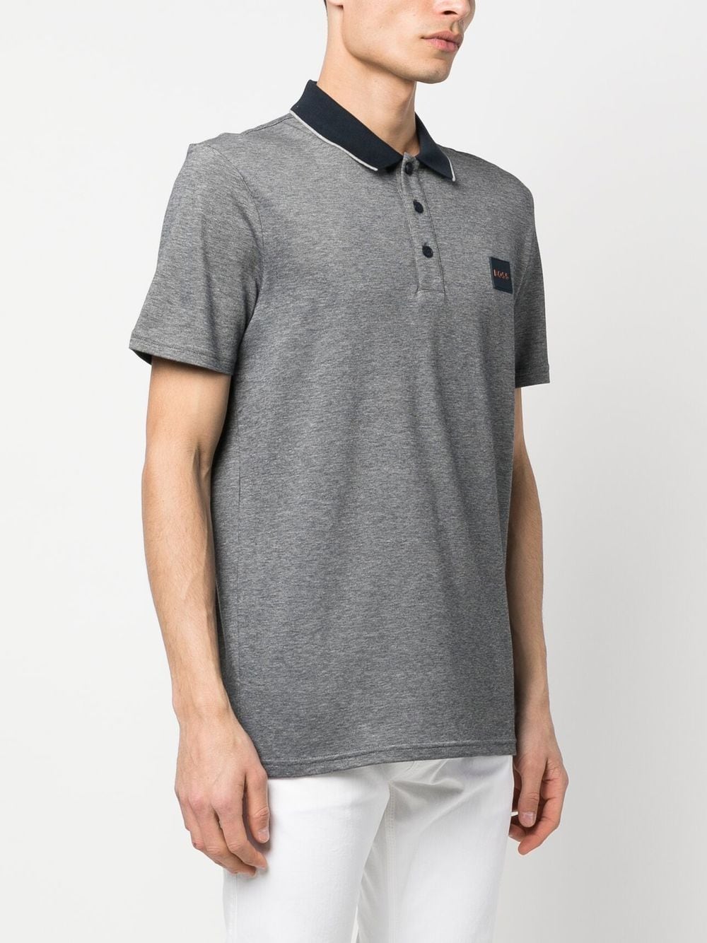 Shop Hugo Boss Chest Logo-patch Polo Shirt In Blue