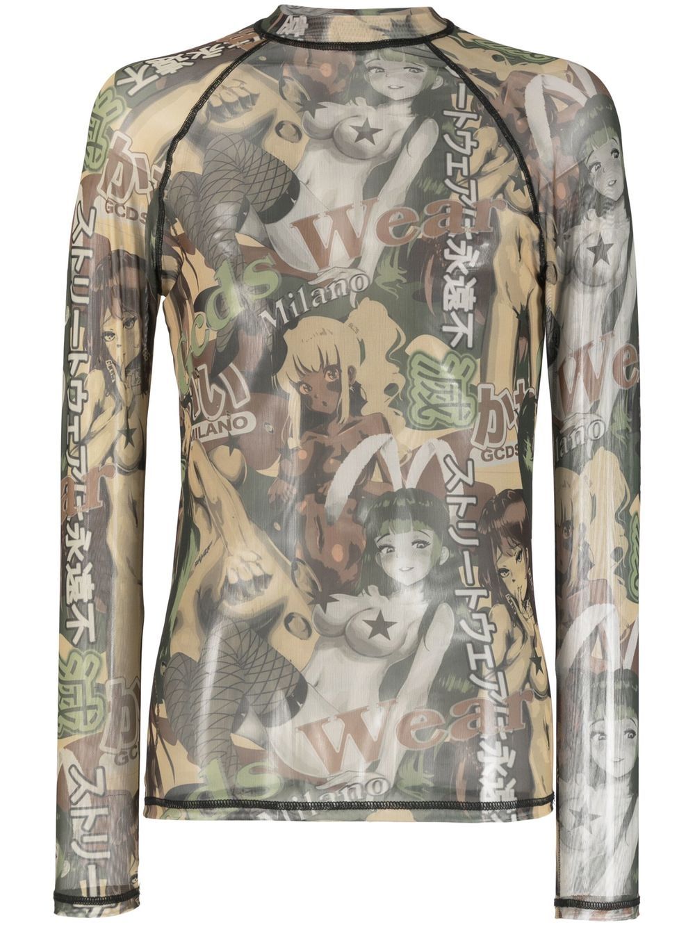Gcds Hentai-print Longlseeved Sweatshirt In Grün