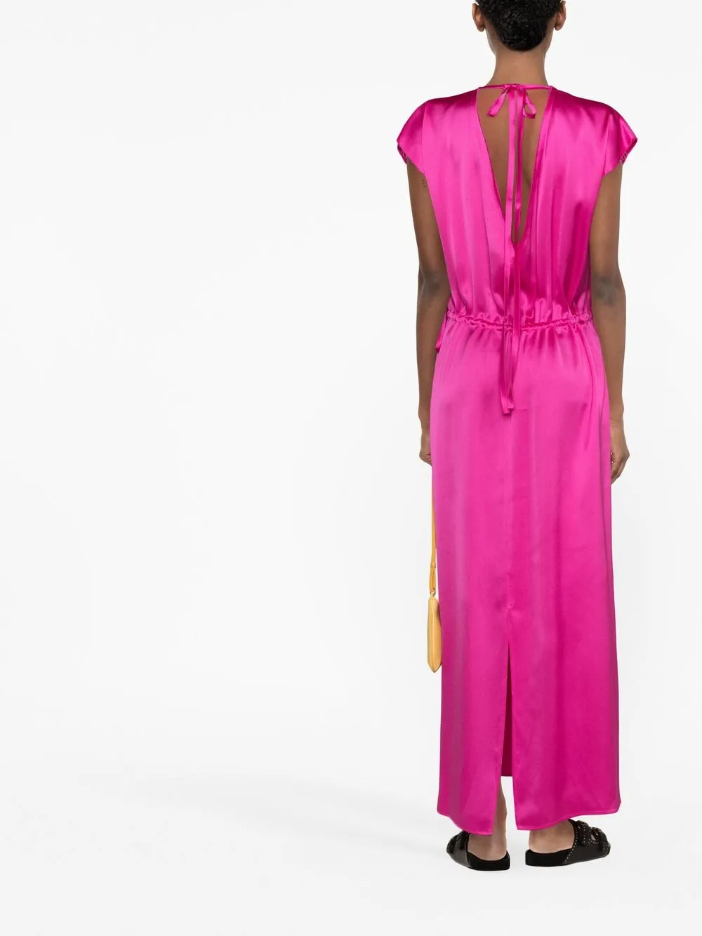 Shop Alysi V-back Long Dress In Rosa