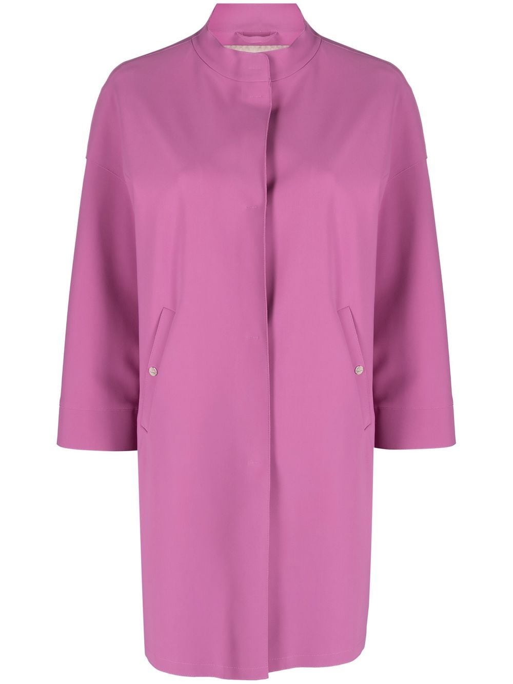 Herno Stretch Techno Jersey Coat In Pink & Purple