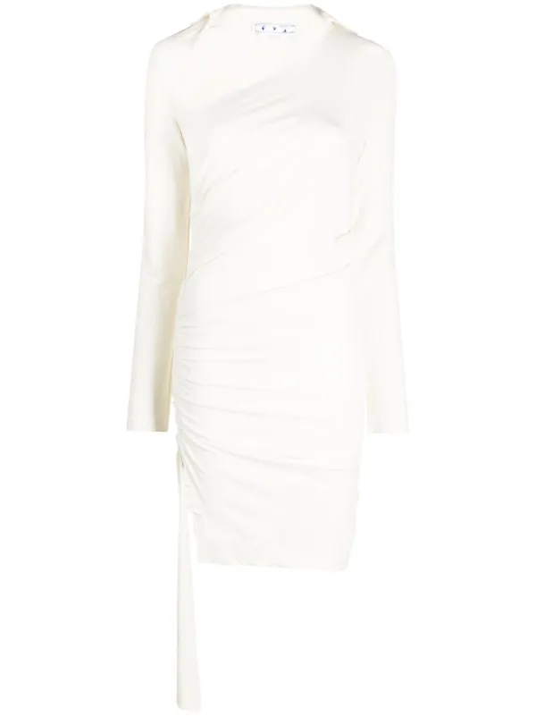 off white asymmetric dress MS. GODET ASYMMETRIC WHITE MINI DRESS | CULT MIA