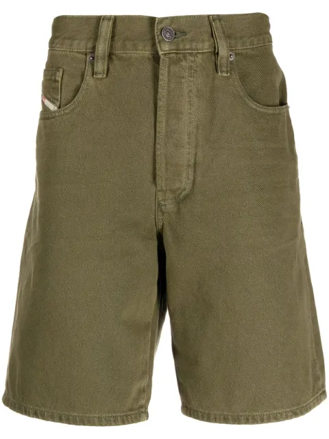 knee-length denim shorts