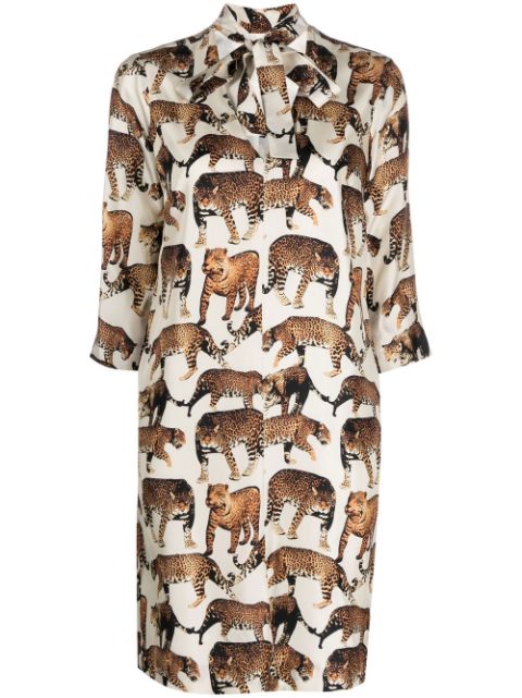 Alberto Biani animal-print silk shirt dress 