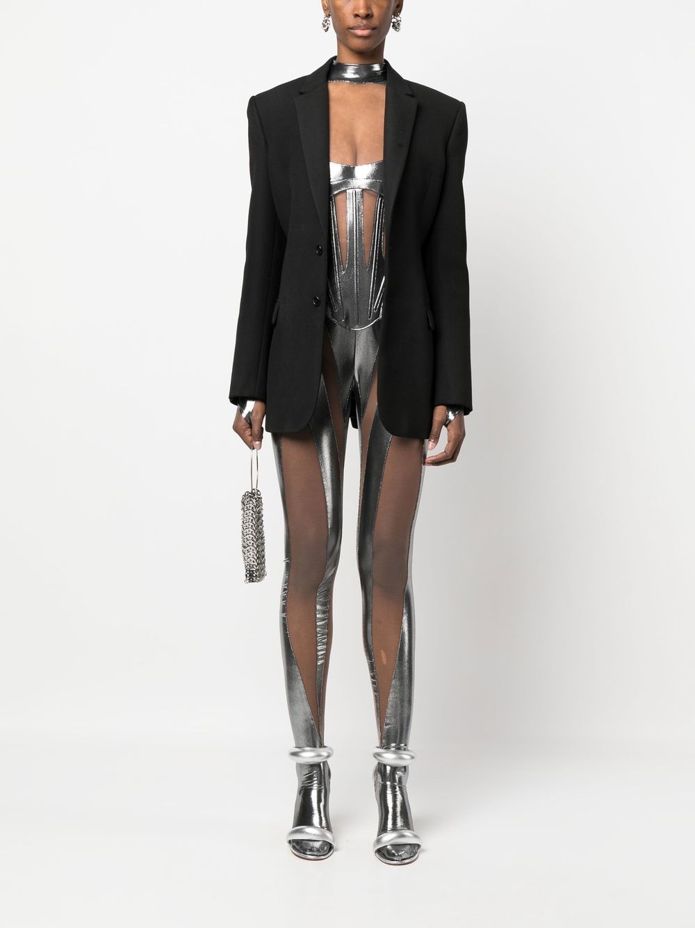 Mugler Metallic bodysuit - Zilver