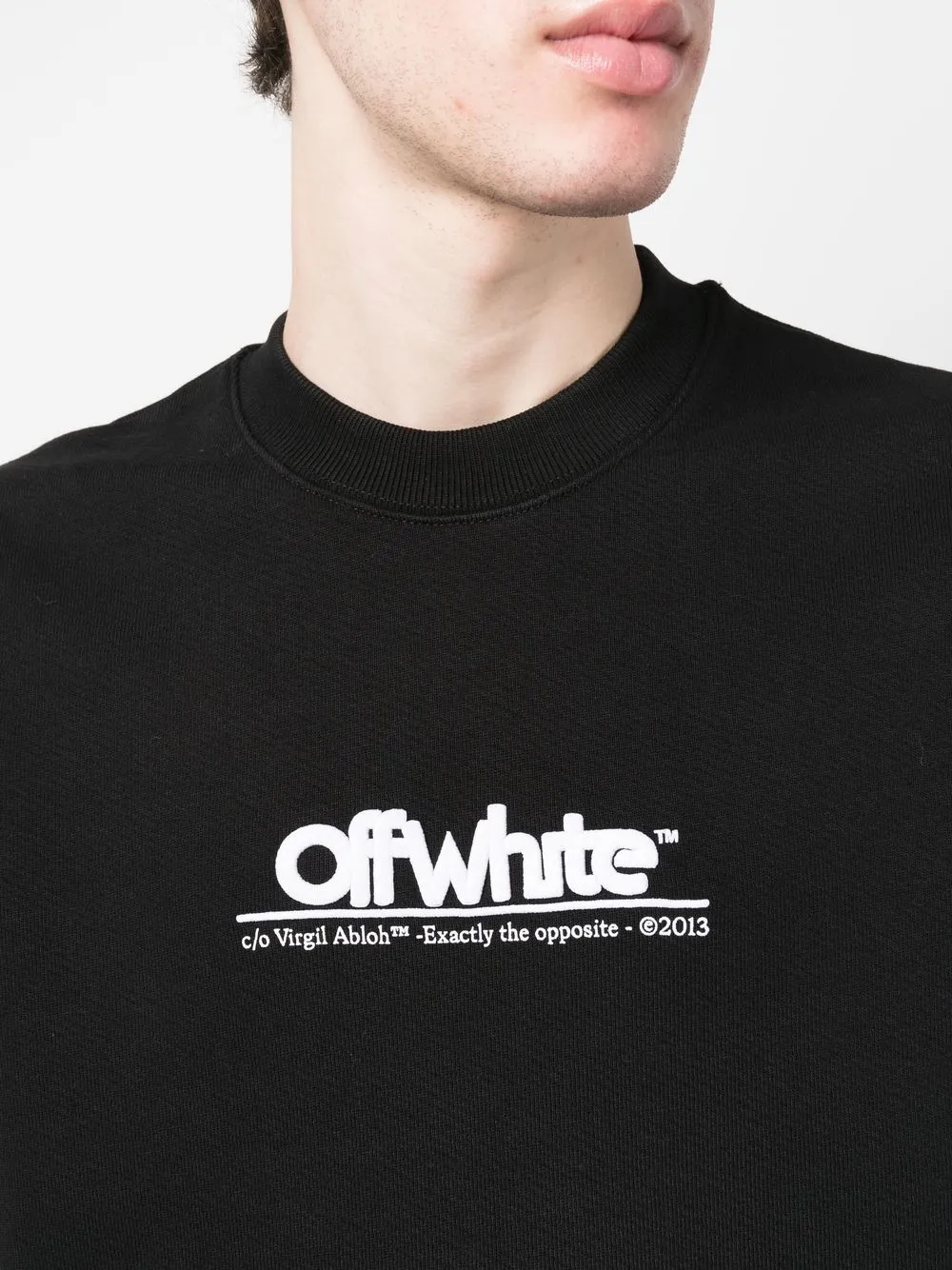 Off-white Logo-embroidered Long-sleeve Sweatshirt In Black