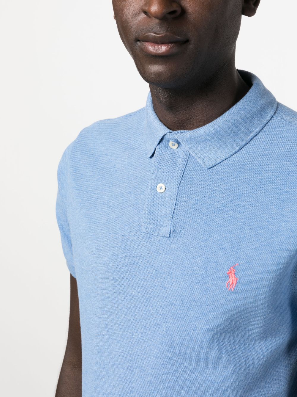 Shop Polo Ralph Lauren Embroidered-logo Cotton Polo Shirt In Blue