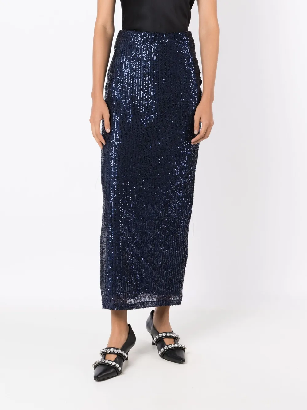 Gloria Coelho Midi-rok met pailletten - Blauw