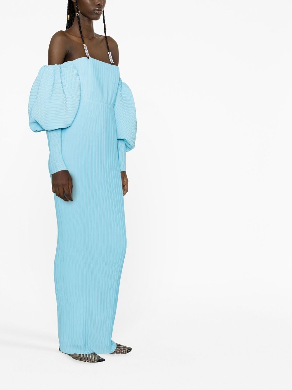 Shop Solace London The Tasmin Ribbed Maxi Dress In Blau