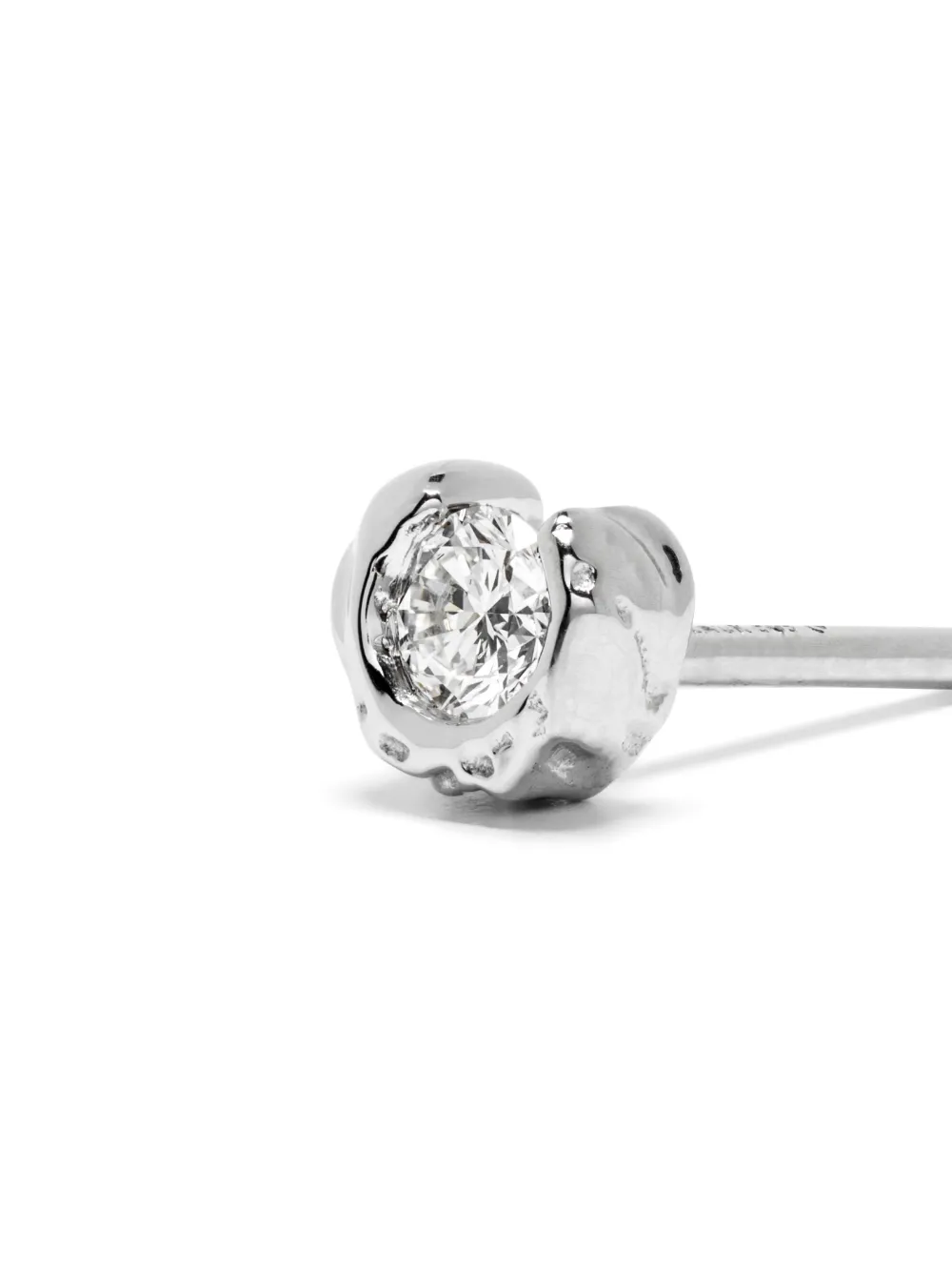 14kt White Gold Melted Diamond Stud Earring