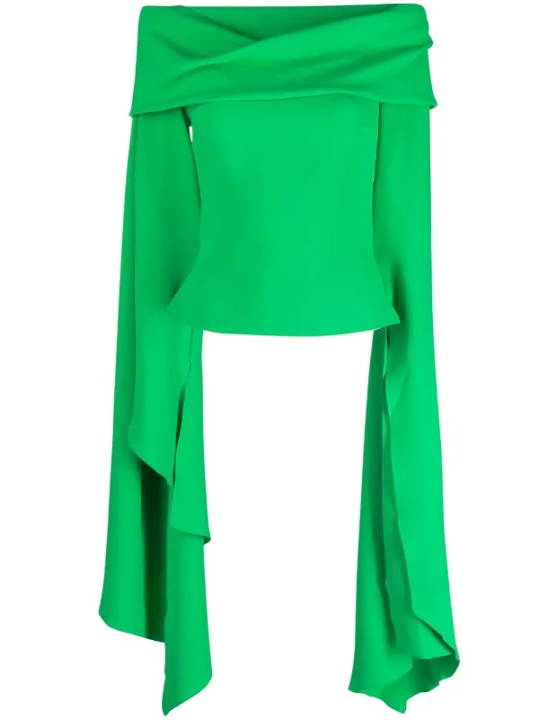 off shoulder green blouse