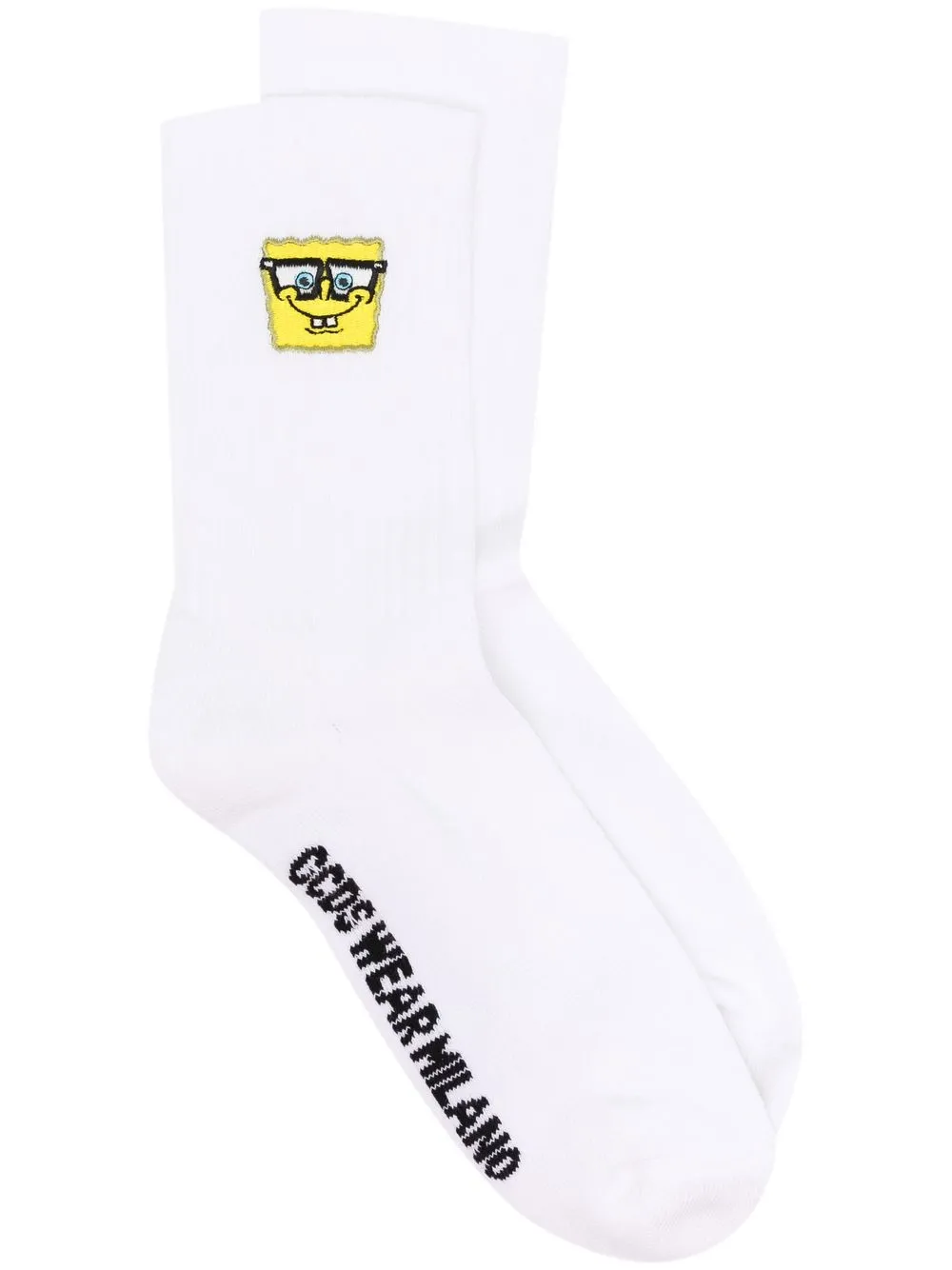 Gcds Embroidered Cotton Socks In White