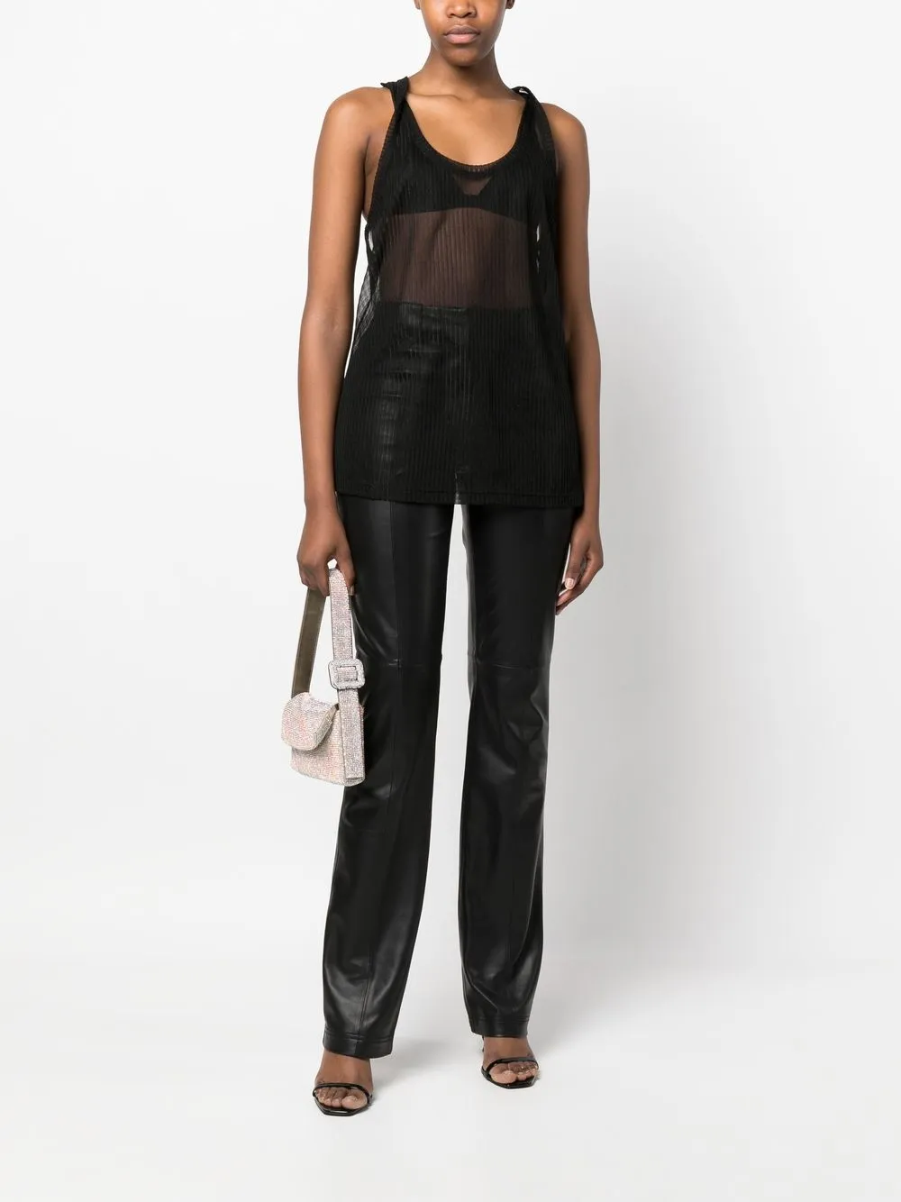 Semi-sheer ribbed jersey tank top in black - Tom Ford