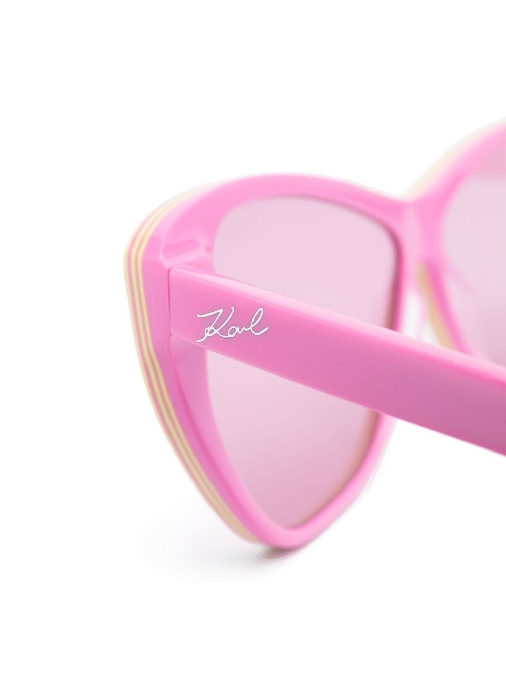 Shop Karl Lagerfeld Stripe-print Logo Sunglasses In Rosa
