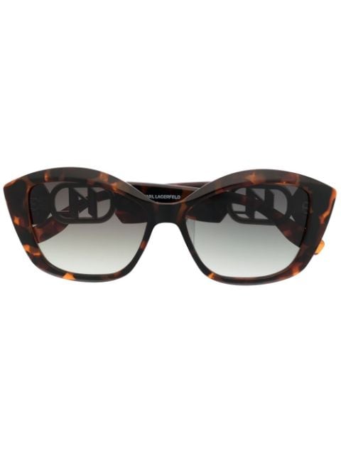 Karl Lagerfeld tortoiseshell-effect logo-engraved sunglasses