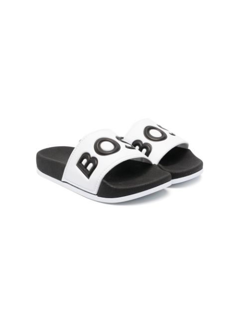 BOSS Kidswear embossed-logo slides