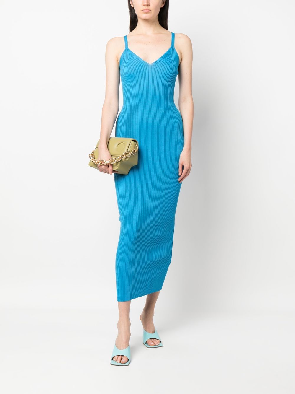 Shop Our Legacy Sleeveless Ribbed-knit Dress In Blau