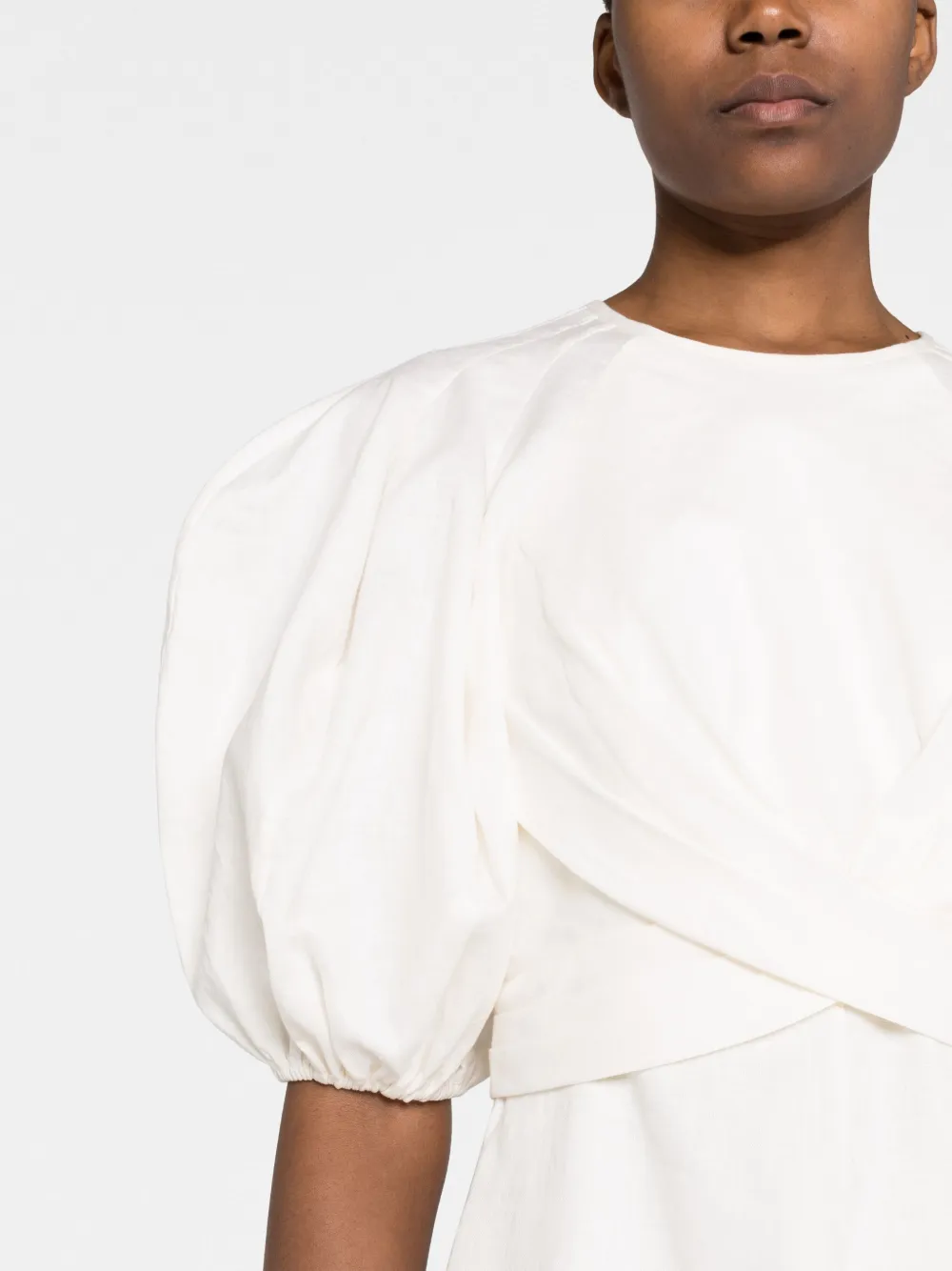 Zimmermann Puffsleeve Draped Minidress In White ModeSens