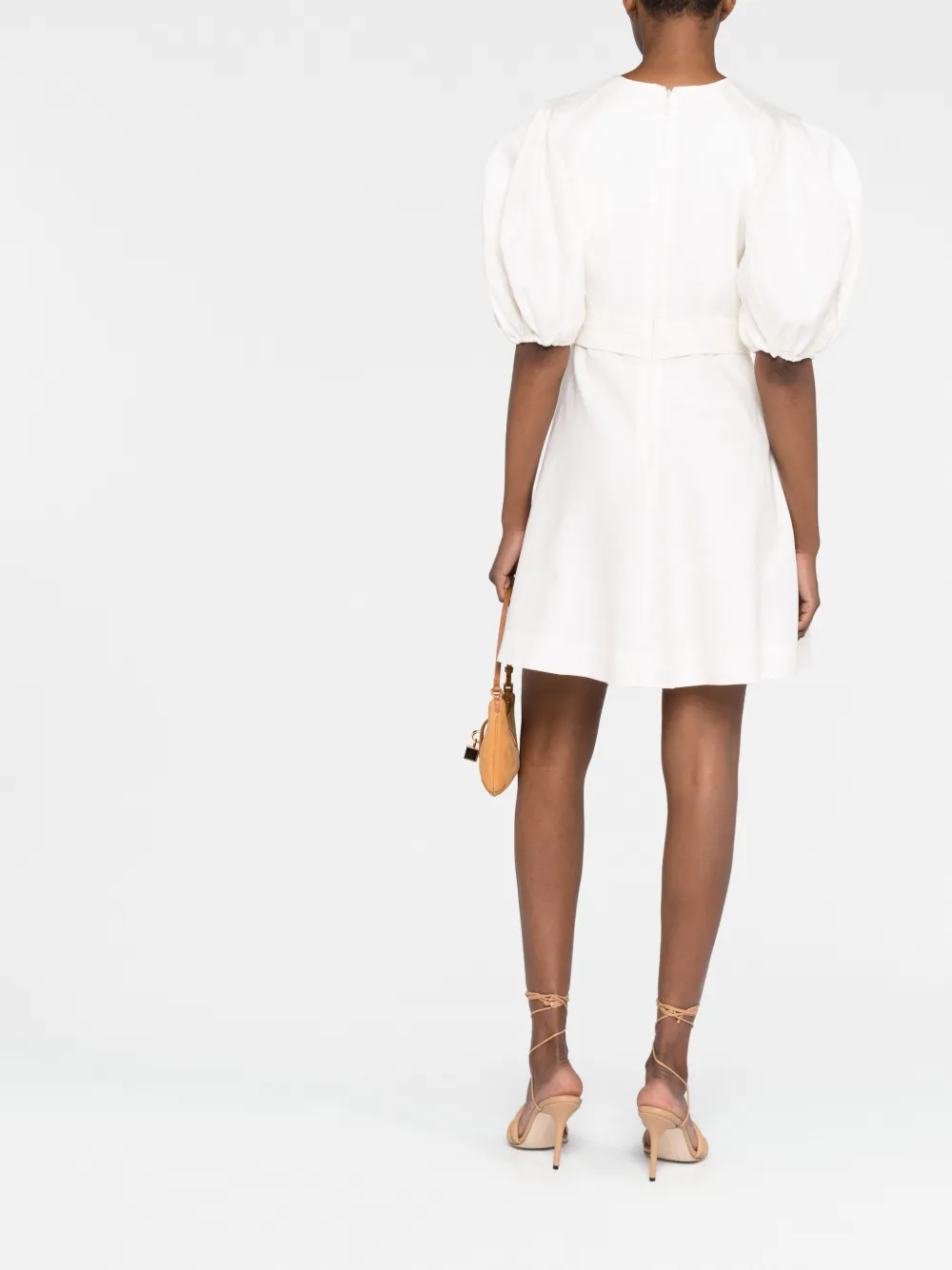 Zimmermann Puffsleeve Draped Minidress In White ModeSens
