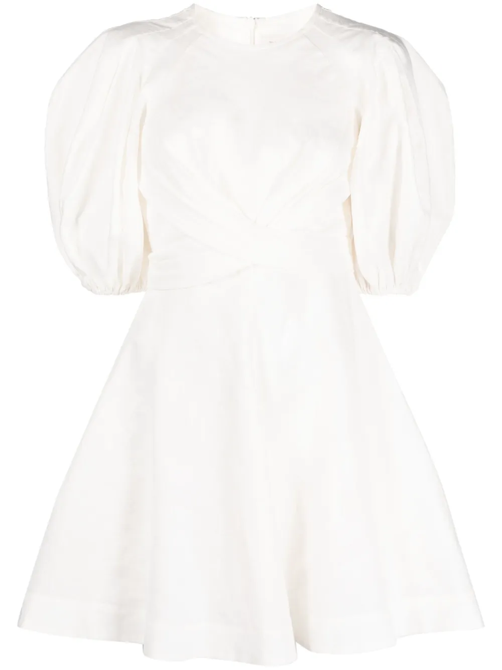 Zimmermann Puffsleeve Draped Minidress In White ModeSens
