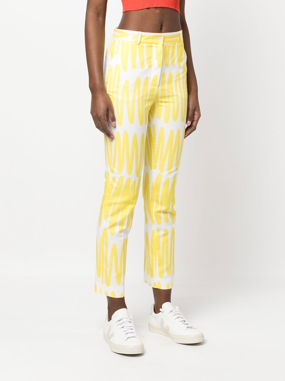 Shop Kiton Wavy-print Trousers In Weiss