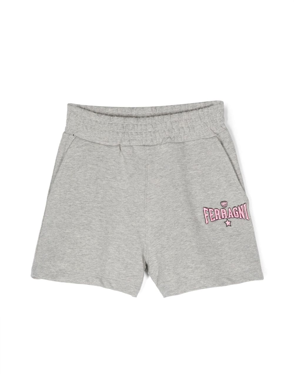 Chiara Ferragni Kids' Logo-embroidered Stretch-cotton Shorts In Grey
