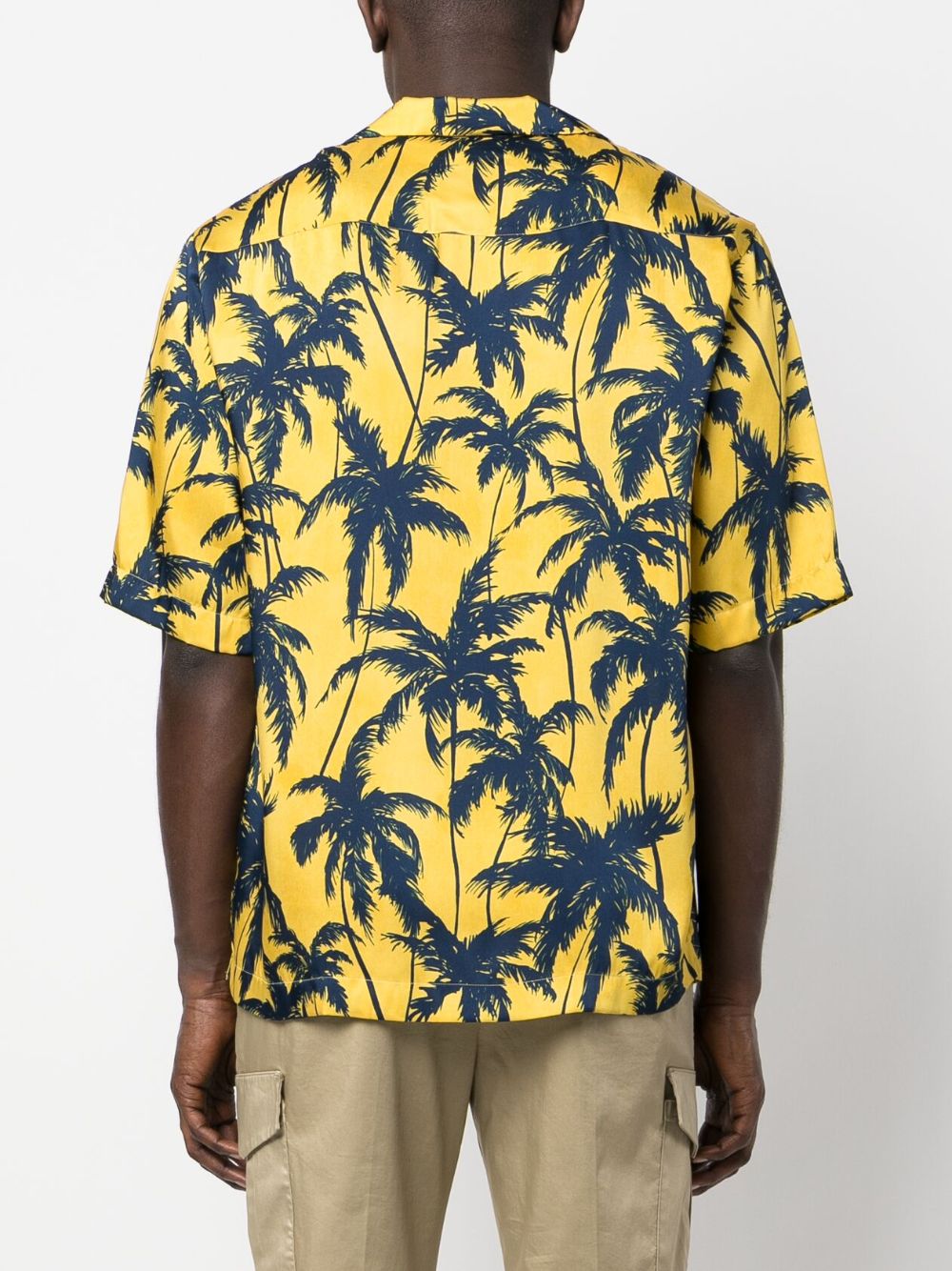 Shop Pt Torino Palm Tree-print Shirt In Blau