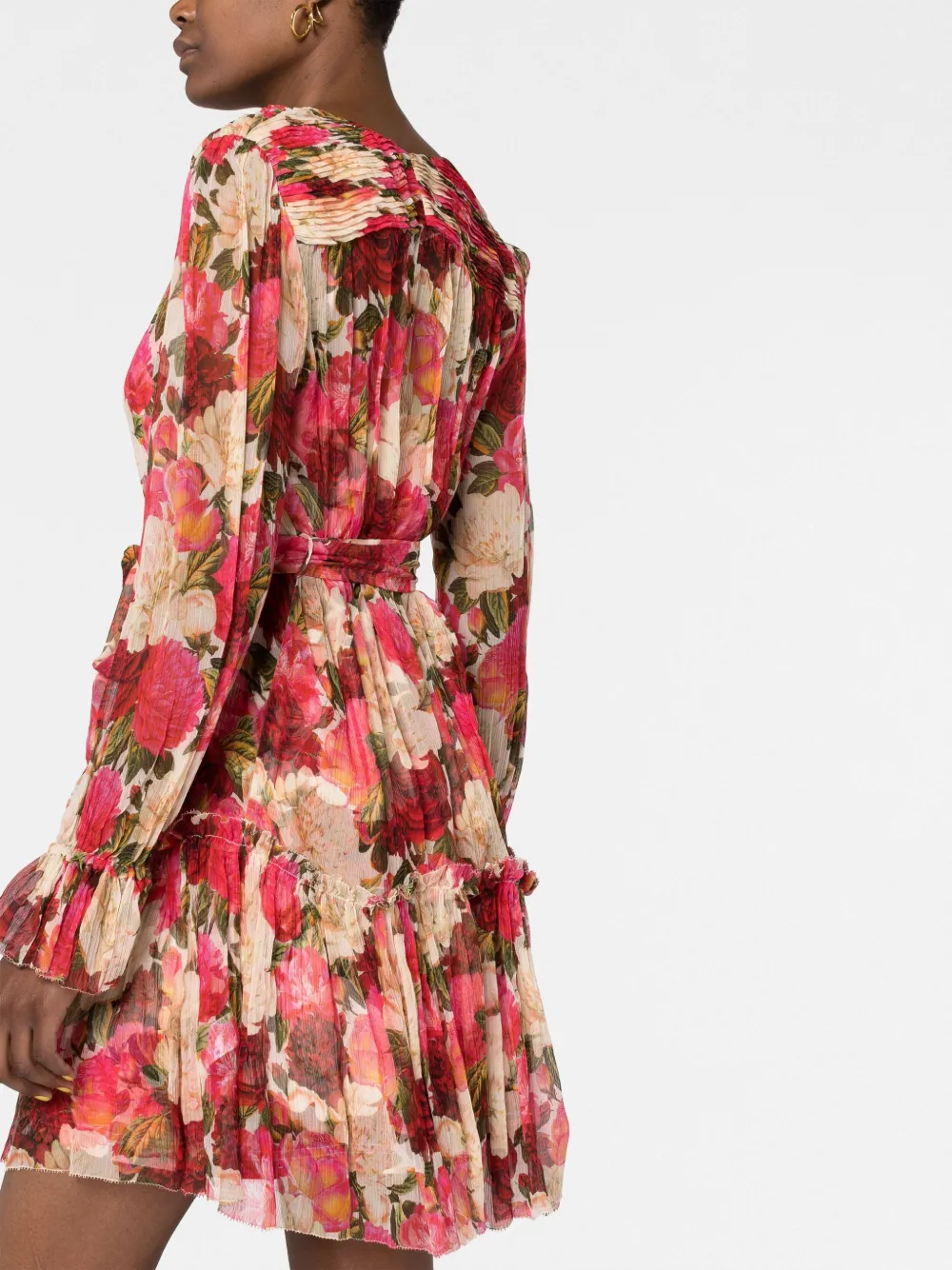 Zimmermann Floralprint Flared Silk Dress In Pink ModeSens