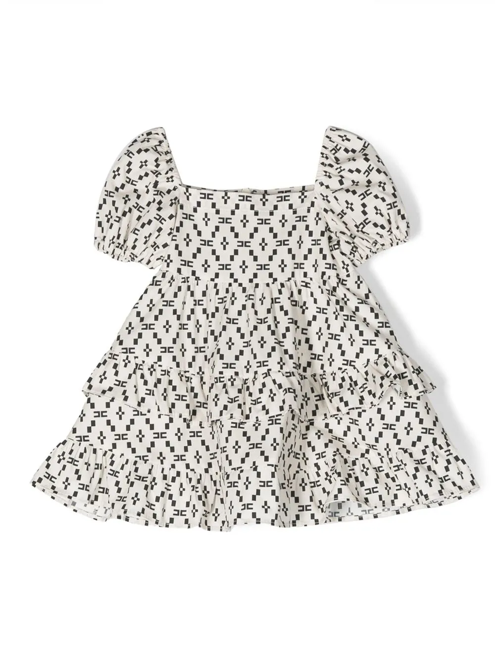 Elisabetta Franchi La Mia Bambina Babies' Graphic-print Ruffled Dress In White