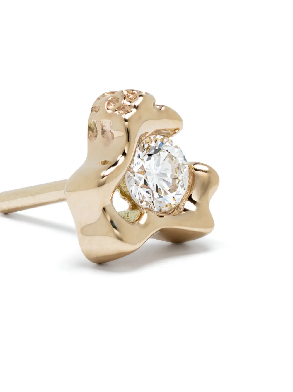 14kt Yellow Gold Molten Diamond Stud Earring
