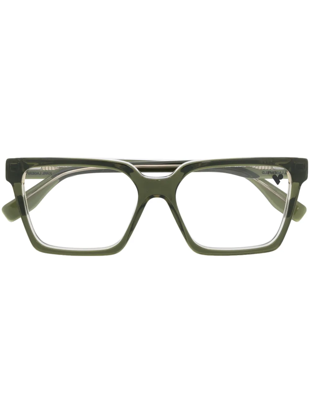 Karl Lagerfeld Logo-print Square-frame Glasses In Green