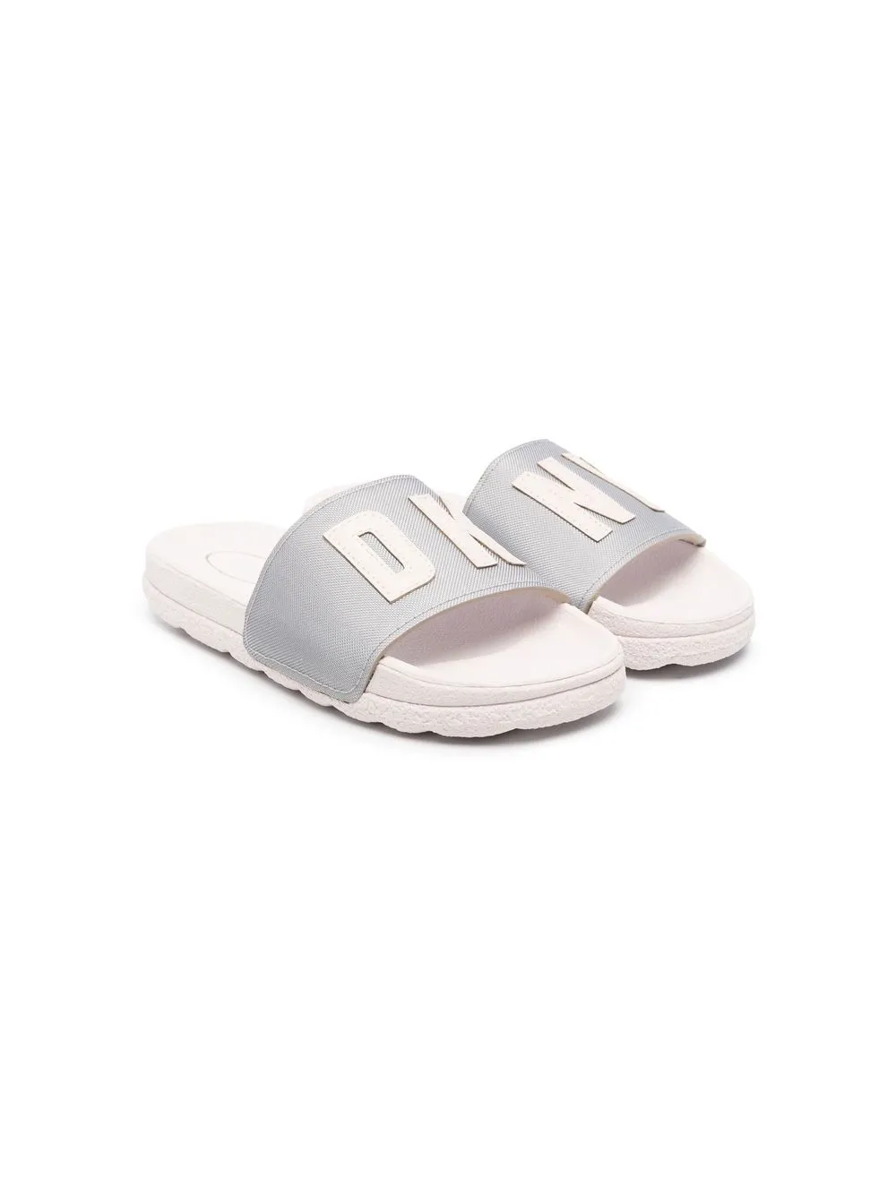 Dkny Kids' Logo-patch Slip-on Slides In Blue