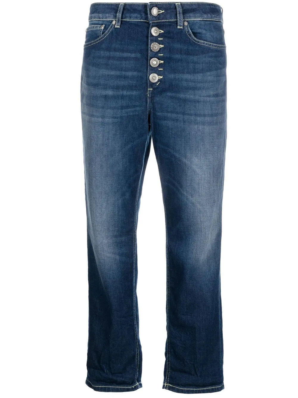 Dondup Cropped Denim Trousers In Blau