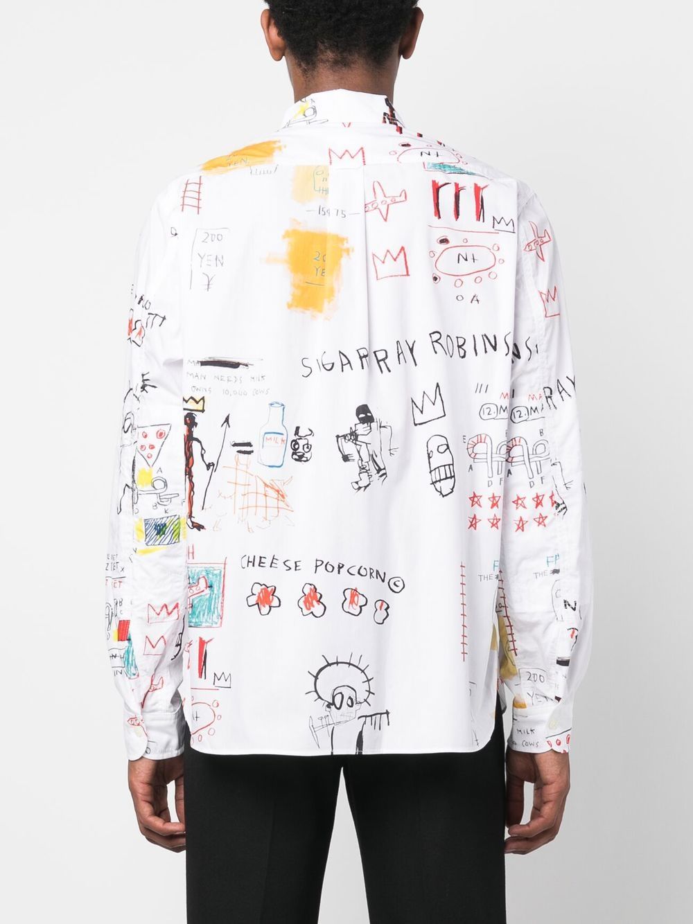 Shop Junya Watanabe Graphic-print Long-sleeved Shirt In Weiss