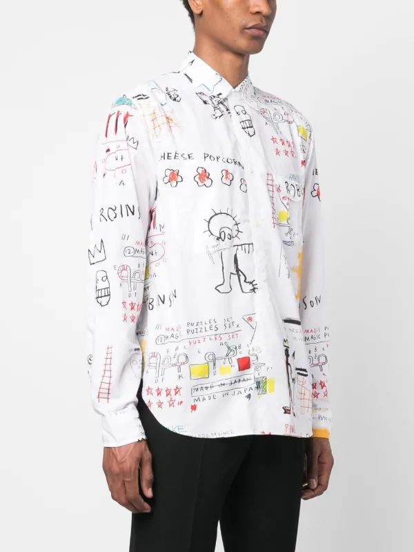 Junya Watanabe MAN graphic-print long-sleeved Shirt | White