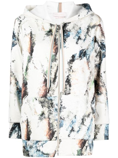 Saiid Kobeisy graphic-print sequin embellished zip-up hoodie