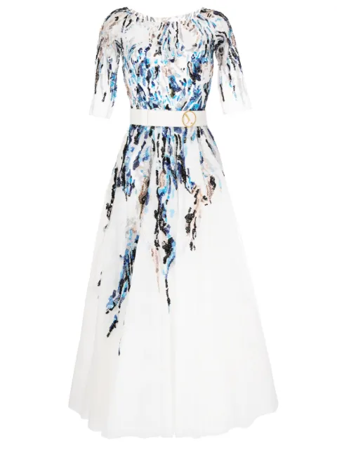 Saiid Kobeisy bead-embellished tulle midi dress