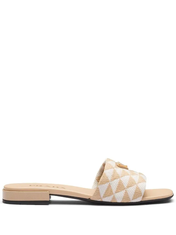 White prada outlet slides