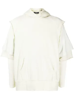 Undercover layered-sleeve Cotton Hoodie - Farfetch