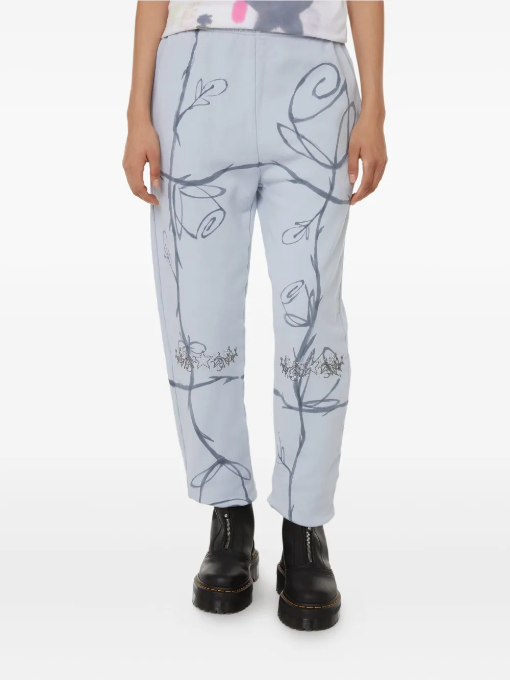 Collina Strada rose-print embellished track pants - Blauw