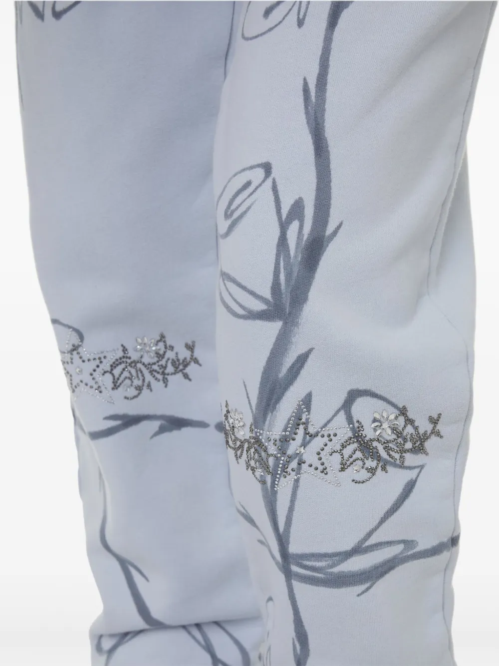 Collina Strada Rose-print Embellished Track Pants In Blue