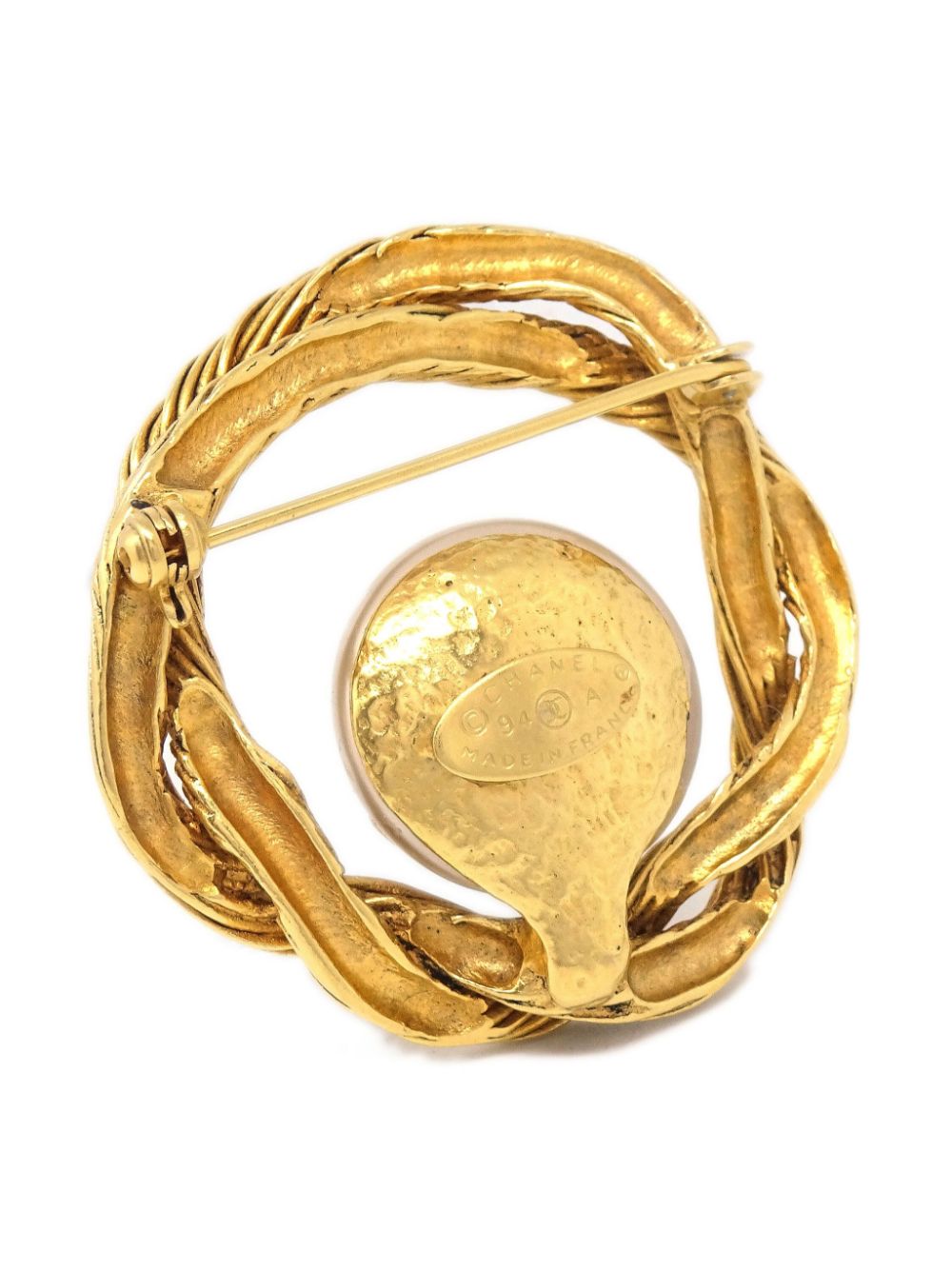 CHANEL Pre-Owned 1994 broche verfraaid met parel - Goud