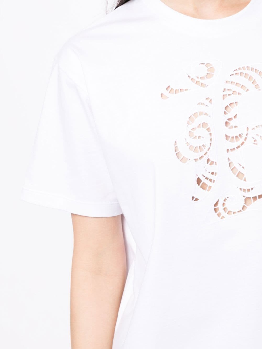 Shop Ermanno Scervino Cut-out Logo-detail Cotton T-shirt In White