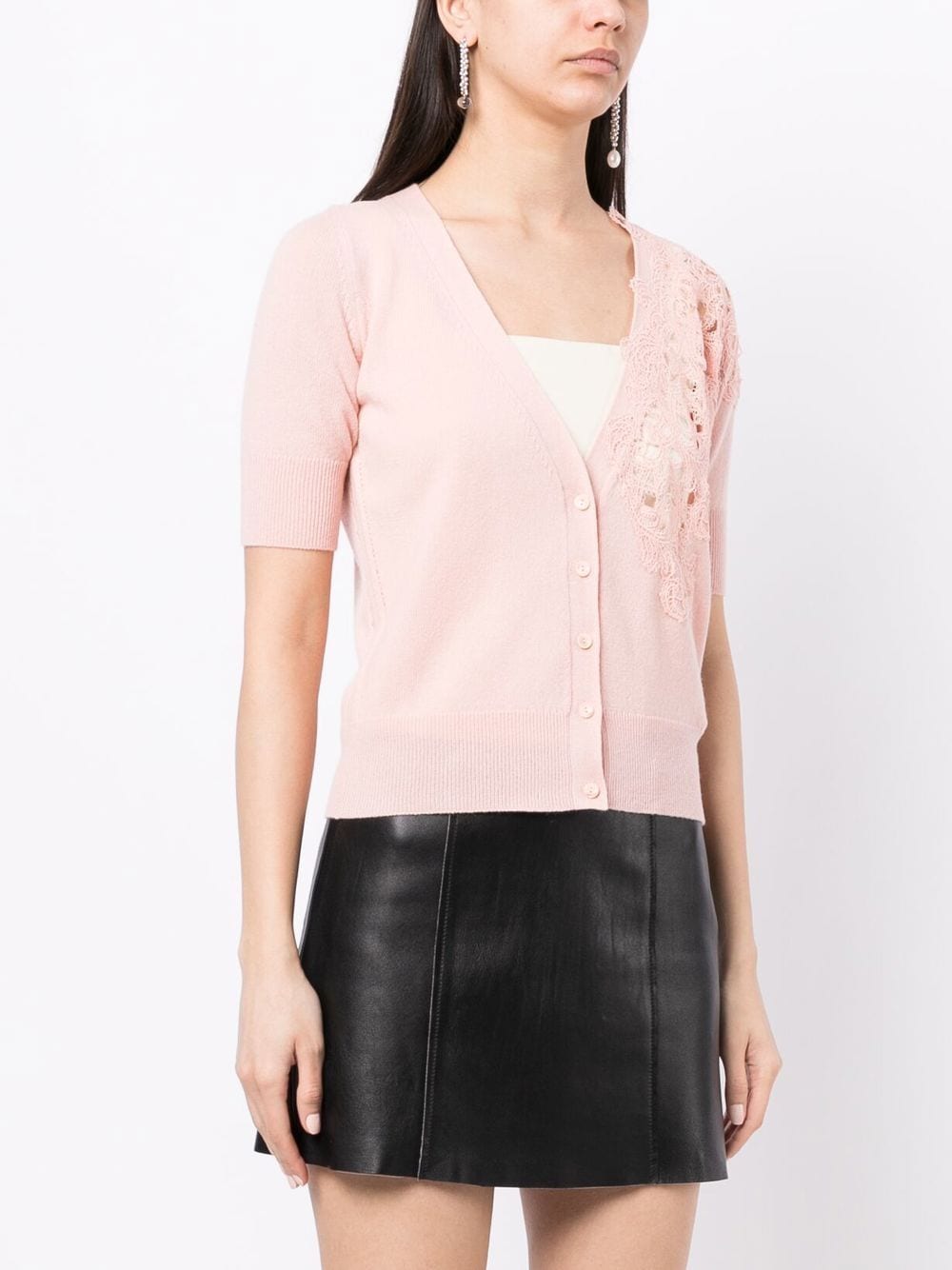Shop Ermanno Scervino Embroidery-detail Cashmere Cardigan In Pink
