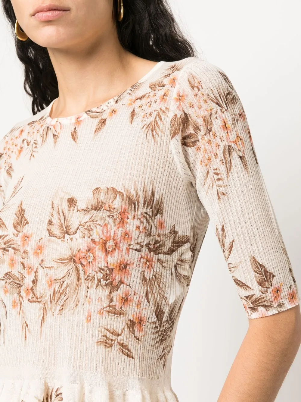 Twinset Floral-print Cotton Blouse In Nude